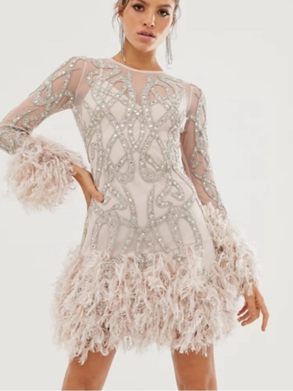 ASOS Silver and Pink Blush Mini Dress